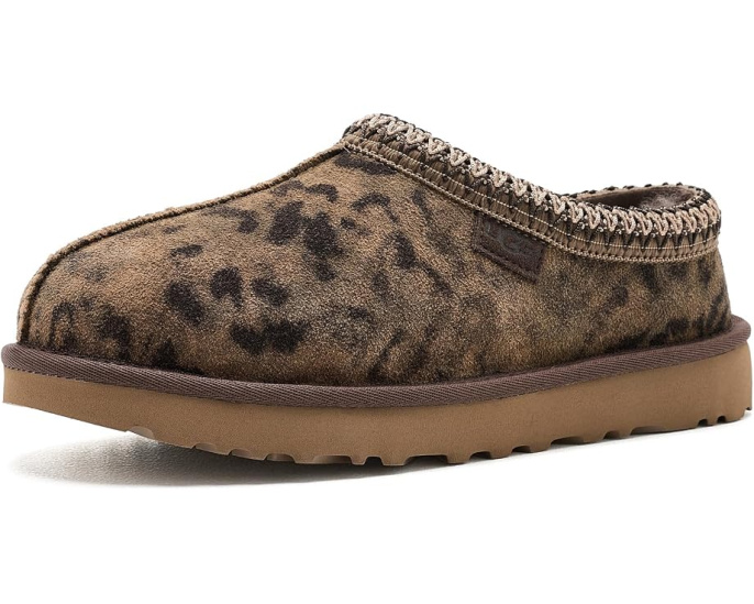 Домашние тапочки UGG Tasman с леопардовым принтом и мехом