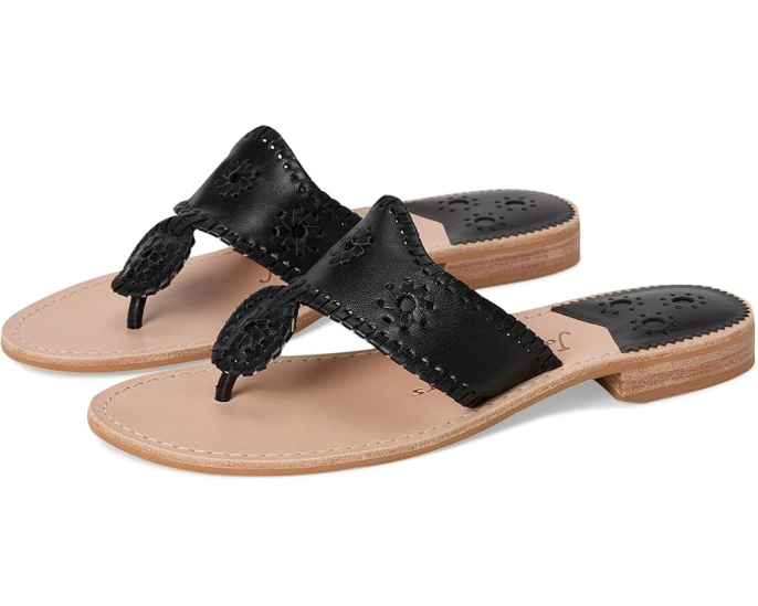 Плоские сандалии Jack Rogers с кожаным верхом и деревянным каблуком