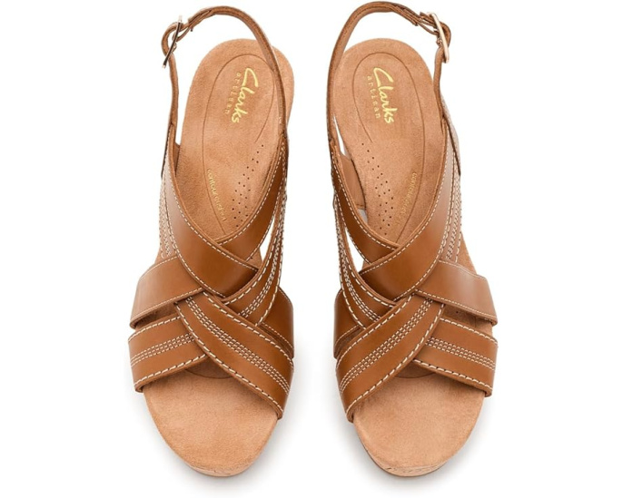 Сандалии Clarks Sabina Sling на пробковом клине с регулируемым ремешком