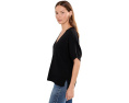 Short Sleeve V-Neck Dolman Popover Sweater with Step Hem