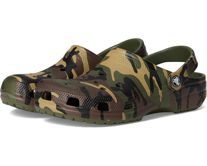 Классические сабо Crocs с сезонным принтом на платформе