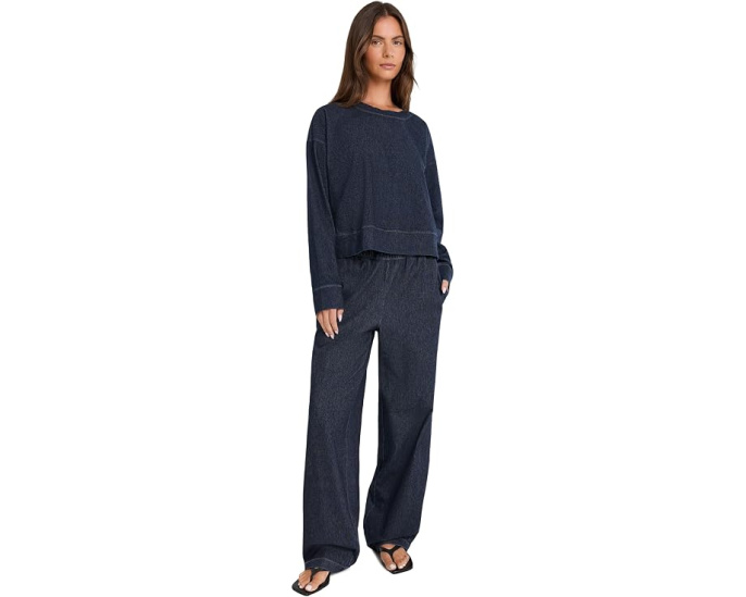 Органические хлопковые прямые брюки Indigo Knit от Eileen Fisher