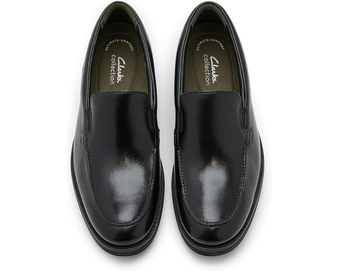 Clarks Emmet Step туфли на каждый день из черной гладкой кожи