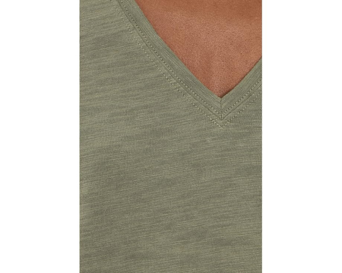 Топ Lilla P Short Sleeve Back Seam с V-образным вырезом и коротким рукавом