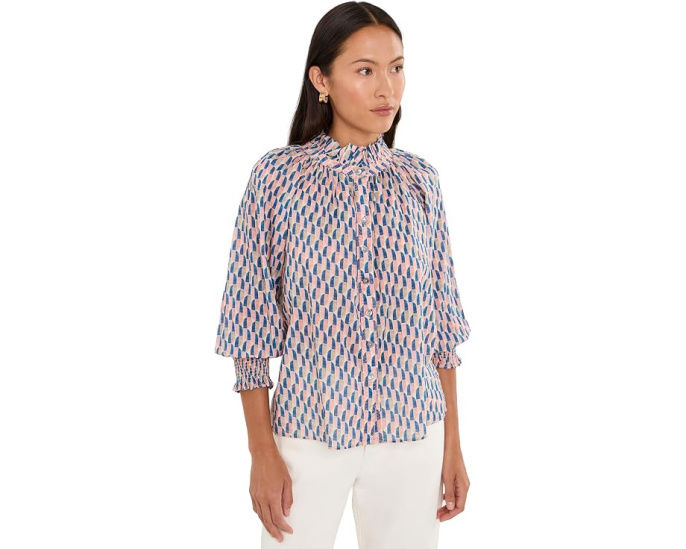 Рубашка NIC+ZOE Petite Sideways Cotton Crinkle с принтом