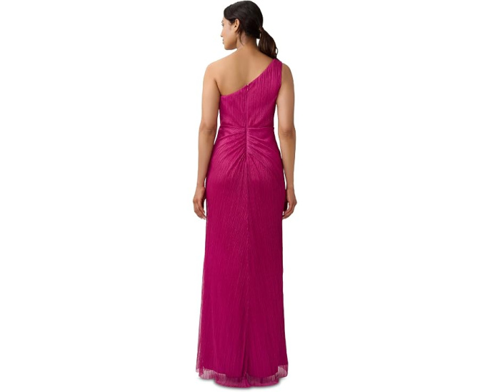 Adrianna Papell Вечернее платье One Shoulder Pleated Draped Starburst с драпировкой на одно плечо