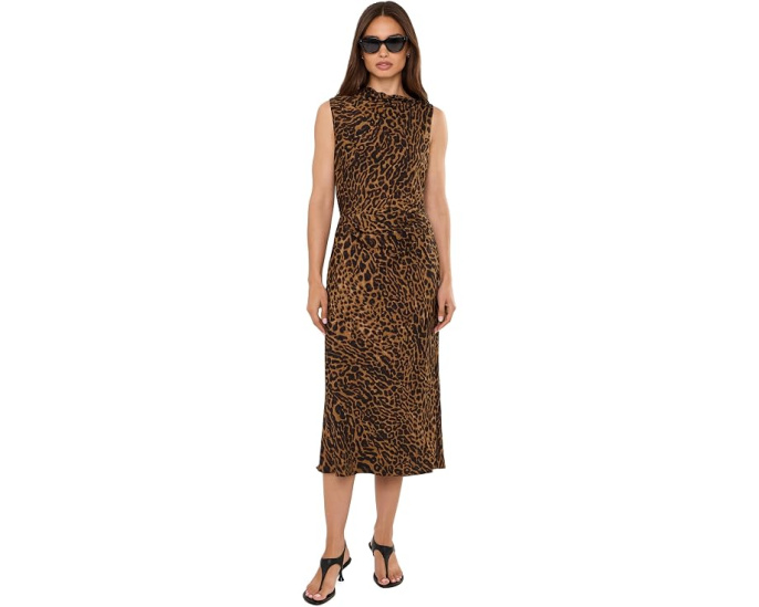 Плиссированное платье Ocelot-Print из крепа от Lauren Ralph Lauren