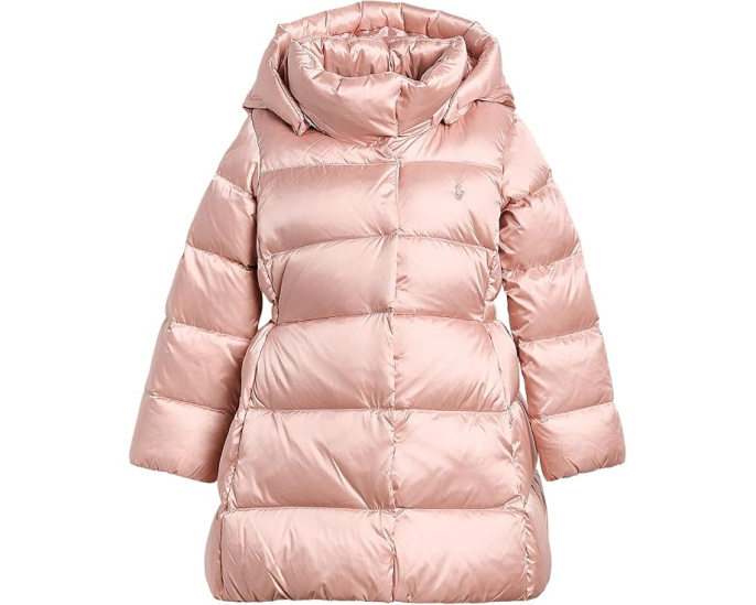 Утепленная куртка с капюшоном Metallic Down Hooded Long Jacket Polo Ralph Lauren