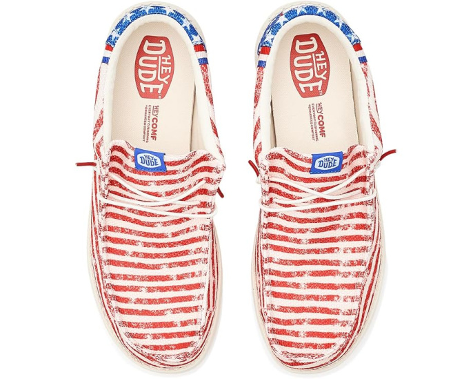 Кроссовки Hey Dude Wally Americana с хлопковым верхом и эластичными шнурками