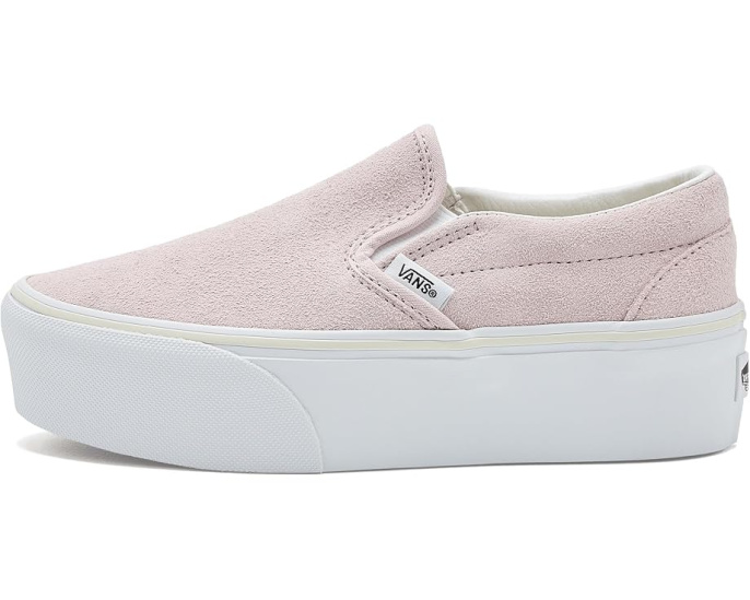 Vans Classic Slip-On Stackform для детей кеды на платформе с замшей и боковыми вставками