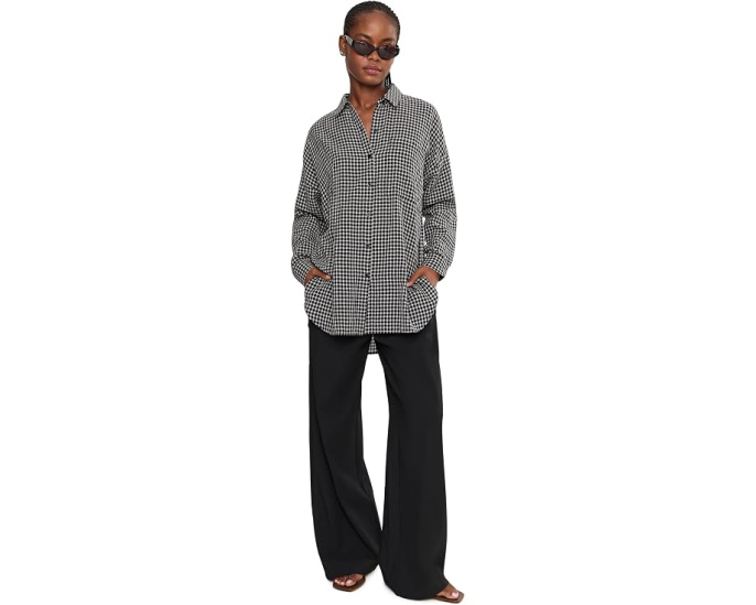 Wool Cotton Check Classic Collar Shirt