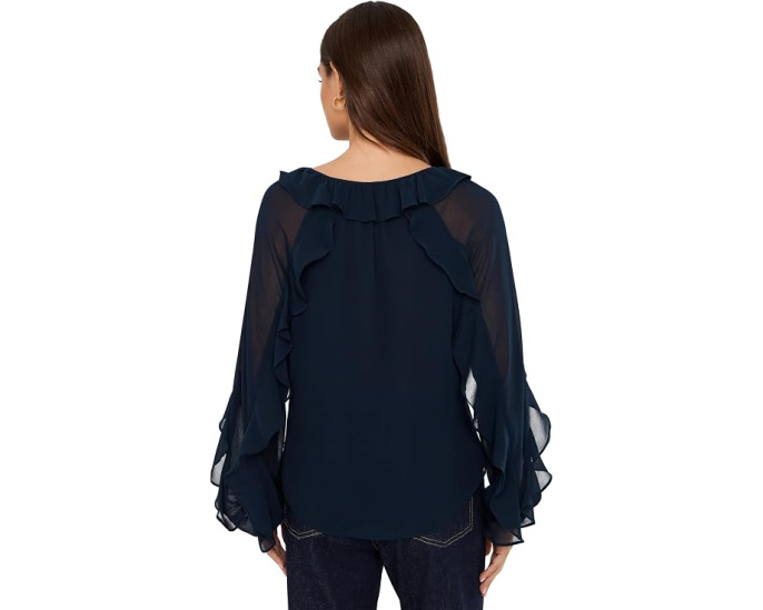 Блуза из жатого жоржета с рюшами Lauren Ralph Lauren