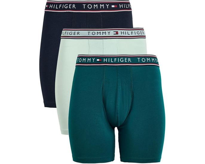 Боксеры Tommy Hilfiger Boxer Brief 3 Pack бирюзовые с логотипом