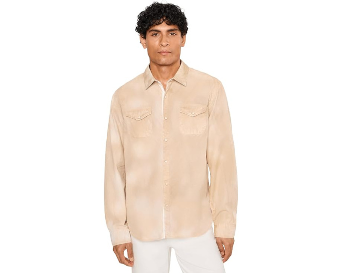 Рубашка ковбойская Marshal Western Snap Front на пуговицах John Varvatos из хлопка бежевая