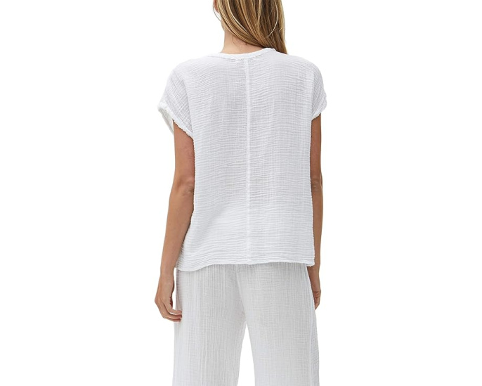 Футболка Draya Double Gauze V-Neck Tee Michael Stars с белым цветом