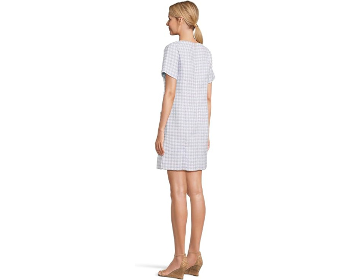 Платье Gwynne Boucle Shift от Lilly Pulitzer с квадратным вырезом и клетчатым принтом