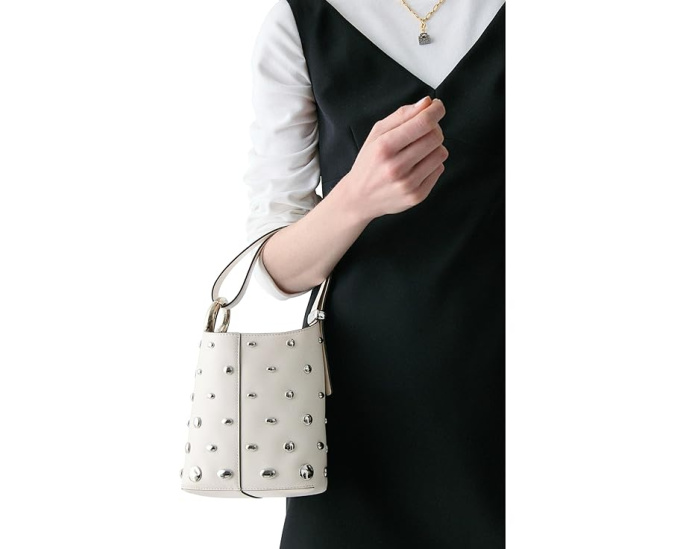 Мини-ведро Kate Spade New York Halo из мелкозернистой кожи со стразами