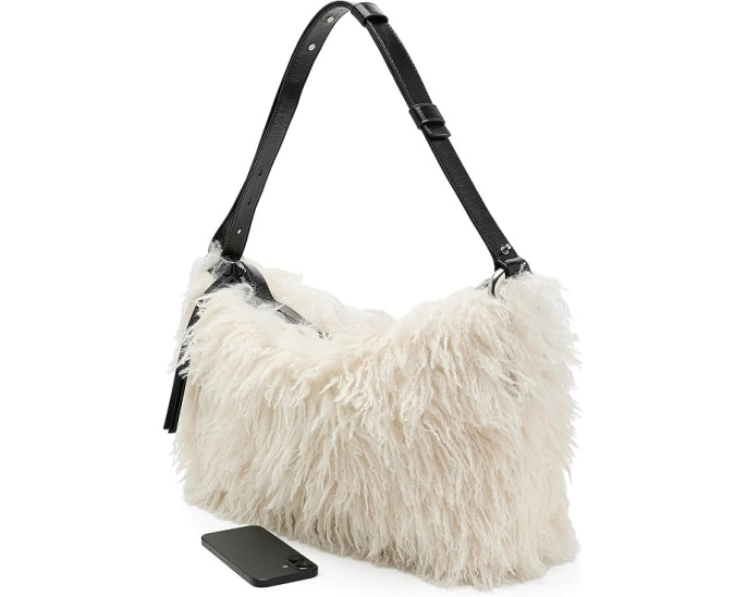 Scene Large Shoulder Bag In Grunge Fur