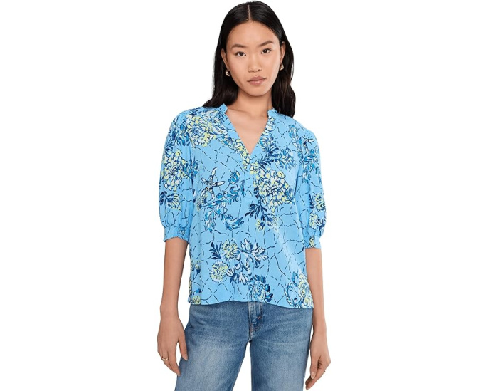 Топ Lilly Pulitzer Mialeigh с рукавом до локтя из льна