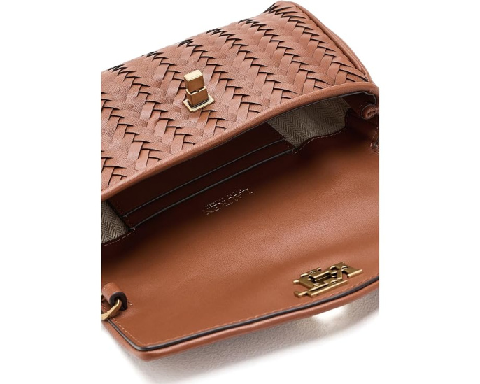 Плетеный кожаный кросс-боди кошелек Lauren Ralph Lauren Tanner