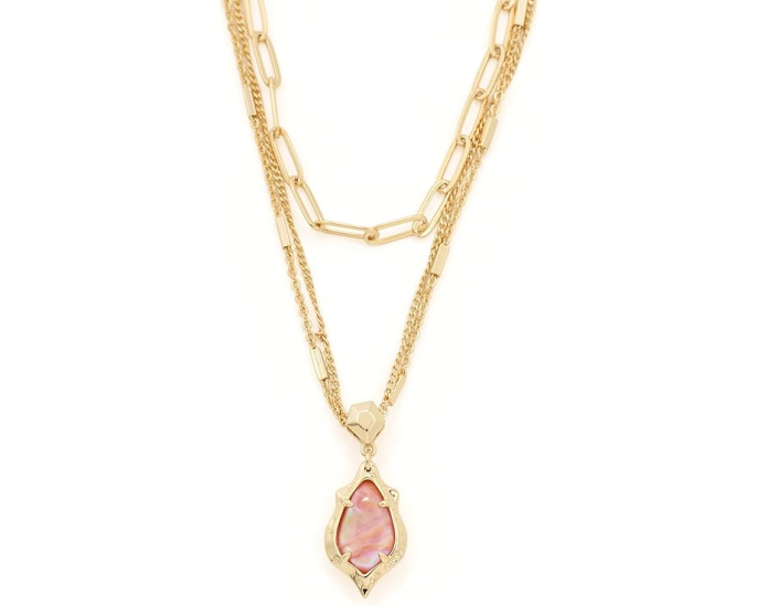 Kendra Scott Ожерелье Adriana Scallop Frame Multi Strand в золоте с жемчугом