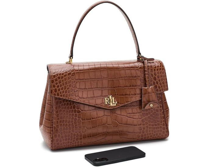 Lauren Ralph Lauren сумка Croc-Embossed Medium Farrah Soft из кожи крокодила