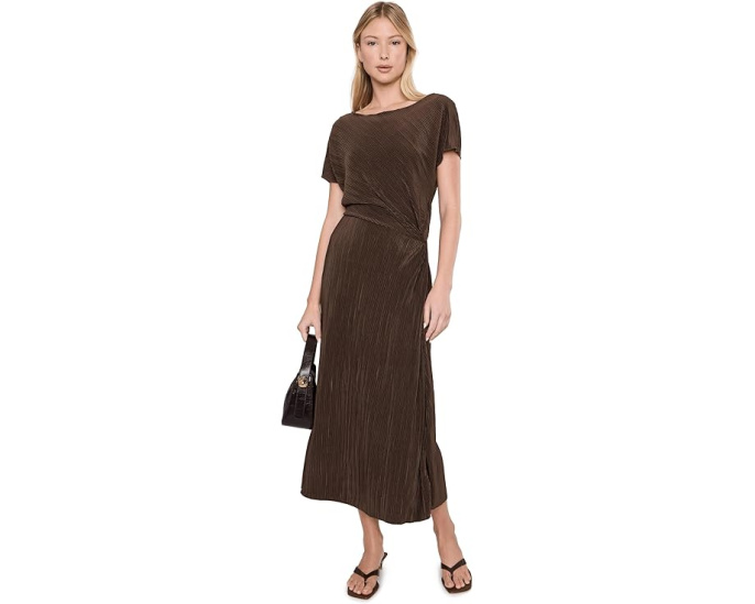 Платье Vince Directional Pleated Twist миди с драпировкой