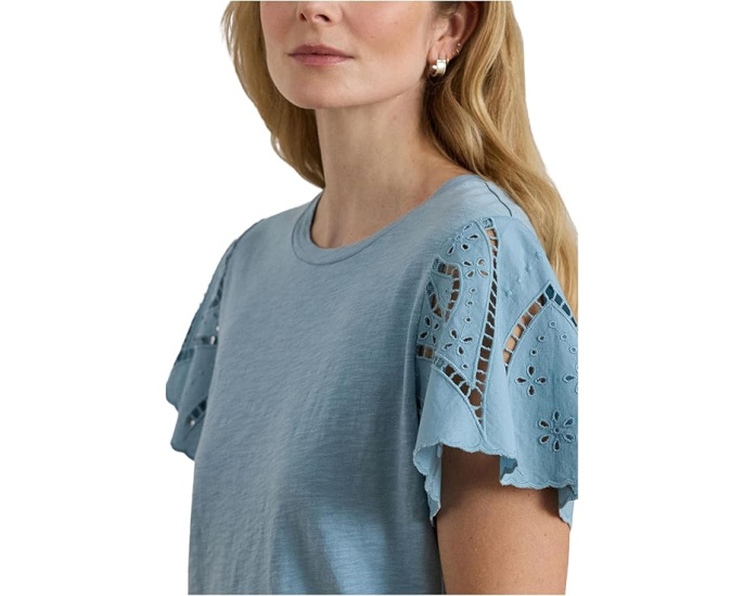 Lauren Ralph Lauren трикотажный топ с глазками и воланами из широкой ткани