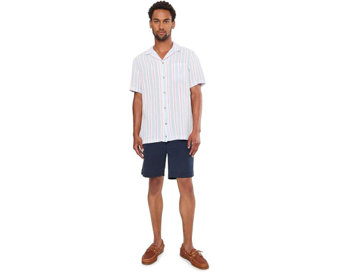 Vineyard Vines рубашка Cabana из текстурированного льна Sparkler Stripe с коротким рукавом