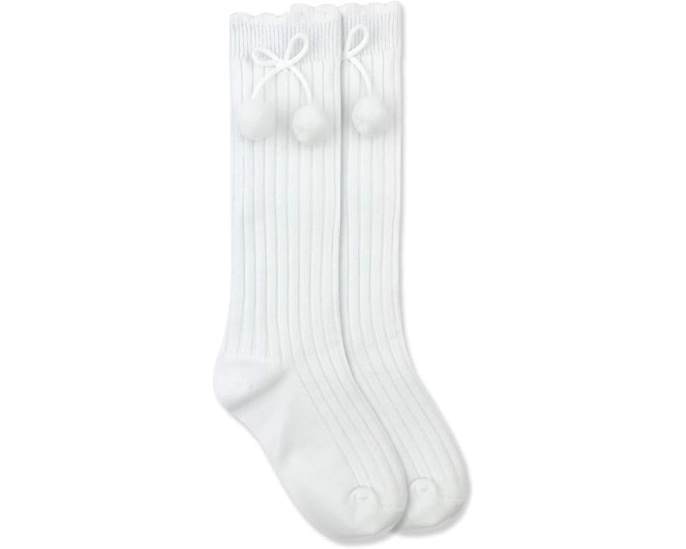 Girls Rib Pom Pom Knee High Socks 1 Pair Pack