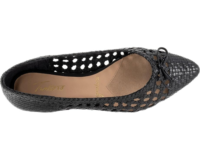 Балетки Edith с бантом и низким каблуком из плетеной кожи Trotters