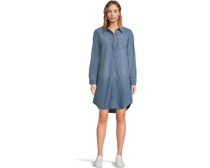 Джинсовое платье-рубашка L.L.Bean Heritage Washed с воротником и карманами