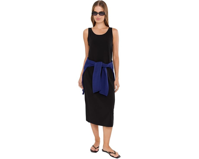 Petite Stretch Jersey Knit Scoop Neck Full Length Dress