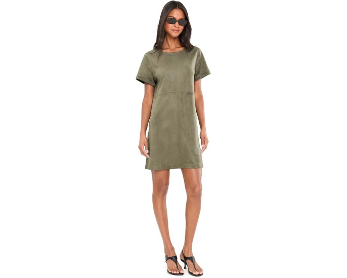 Panneled Shift Mini Dress with Exposed Stitching