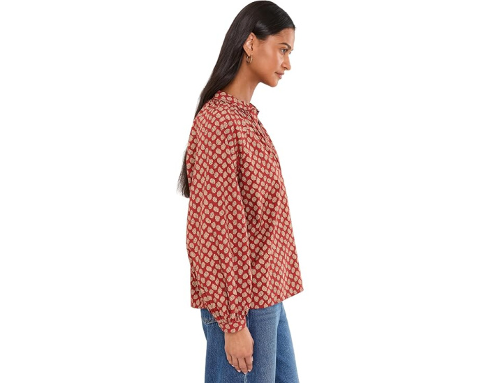 Топ Faherty Coastal Poplin Eleanor с V-образным вырезом