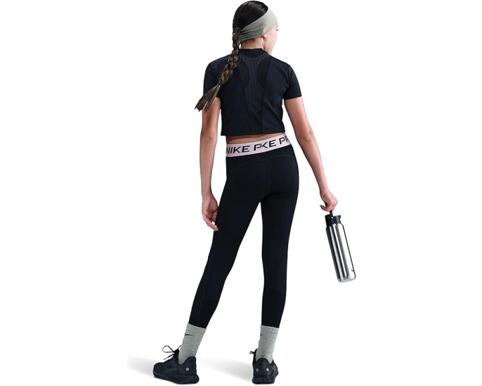 Леггинсы Nike Kids Pro Dri-FIT для спорта с логотипом на бедре