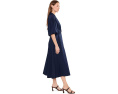 Twist-Front Bubble-Sleeve Shirtdress