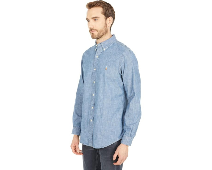 Рубашка Polo Ralph Lauren Classic Fit из индиго шамбре с вышитым пони