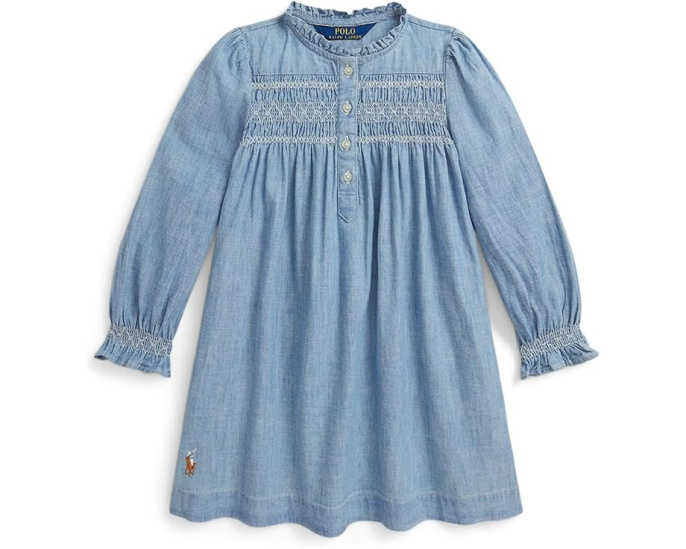 Сарафан Polo Ralph Lauren индиго с мелкой сборкой для малышей
