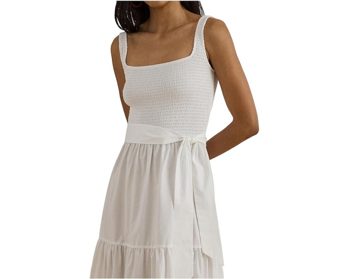 Платье-трапеция Lauren Ralph Lauren Belted Jersey Broadcloth с поясом из хлопка