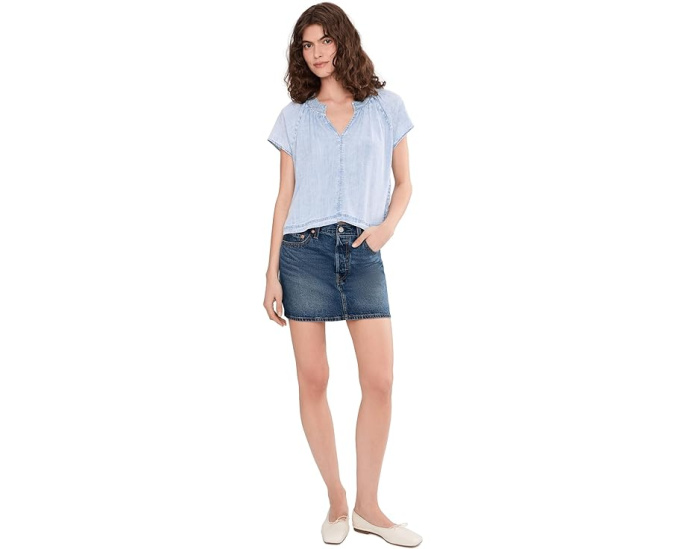 Блуза Splendid Meadow Indigo с вышивкой и короткими рукавами