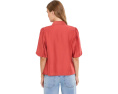 Button Front Bubble Sleeve Top