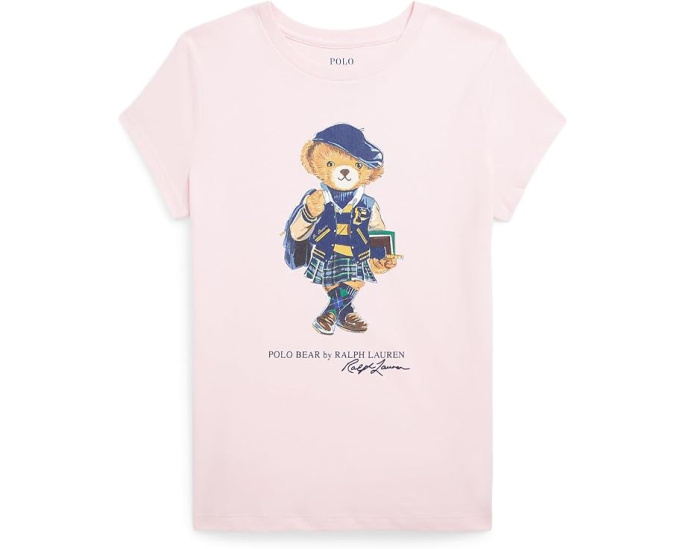 Polo Ralph Lauren Kids Polo Bear Cotton Jersey Tee для детей в розовом