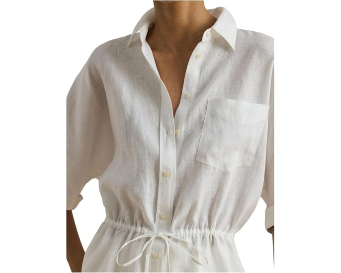 Туника Linen Roll-Tab Sleeve Tunic из льна с завязками Lauren Ralph Lauren