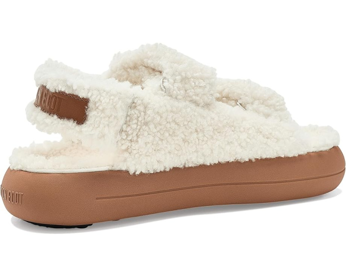 Сандалии Shearling с открытым носком и овчиной от MOON BOOT