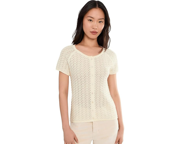 Блуза All In Pointelle Button Top от Sanctuary Розовая с круглым вырезом