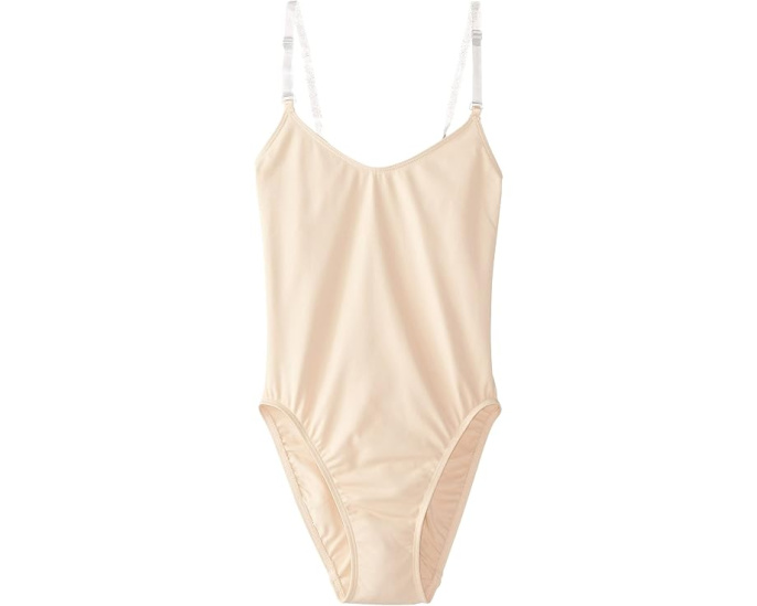 Camisole Leotard with Clear Transition Straps, Nude, Large