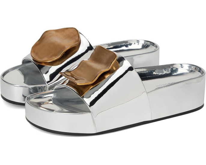 Сандалии Patos Mismatch Hammered Slide от Tory Burch с металлическим декором и платформой