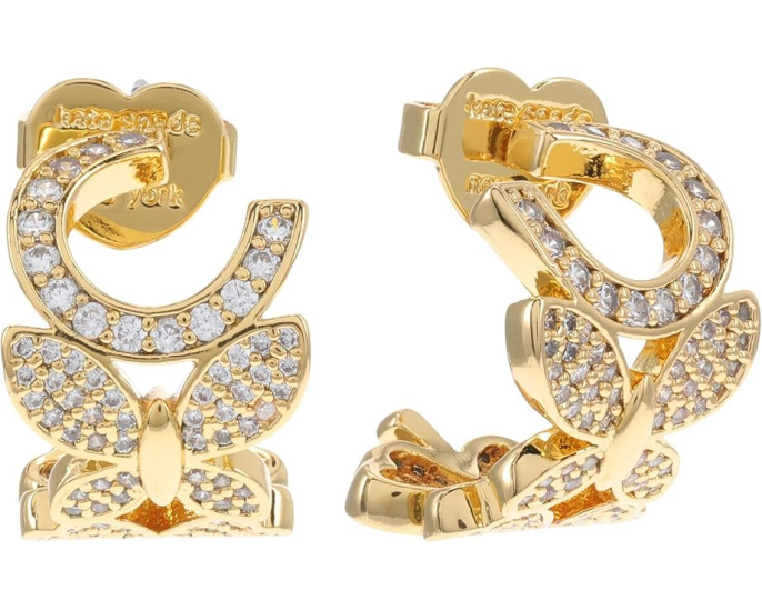 Серьги Lucky Charm Huggies от Kate Spade с кристаллами и золотом