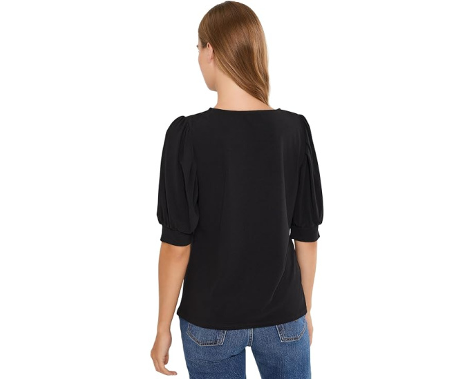 Топ CeCe Crew Neck с коротким рукавом и сборкой